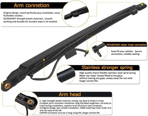 15277756 ذراع شفرة ممسحة النافذة الخلفية لسيارة Chvey Tahoe Suburban Cadillac Escalade GMC Yukon، 2007-2014 ملحقات ممسحة الزجاج الأمامي الخلفي OEM 15277756 شفرة: 12 بوصة in Kuwait