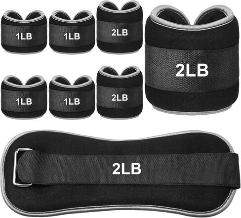 4 Pairs Wrist Leg Weights for Women Ankle Weights Adjustable Arm Weights Fitness Weighted Wristbands 1lbs 2lbs Each Ankle Leg Weight Strap for Gym Yoga Training Walking Jogging Running in Saudi Arabia