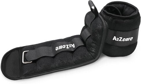 A2ZCARE وزن الكاحل المعصم الذراع الساق الأوزان حزام قابل للتعديل مريح وناعم للنساء والرجال والأطفال للياقة البدنية، بيلاتيس، التمارين الرياضية، الجمباز، الركض، تدريب القوة - زوج 10 رطل in Kuwait