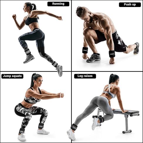 A2ZCARE Ankle Weight Wrist Arm Leg Weights Adjustable Strap Comfortable and Soft for Women, Men and Kids For Fitness, Pilates, Aerobics, Gymnastics, Jogging, Strength Training - 10 lbs Pair in Saudi Arabia