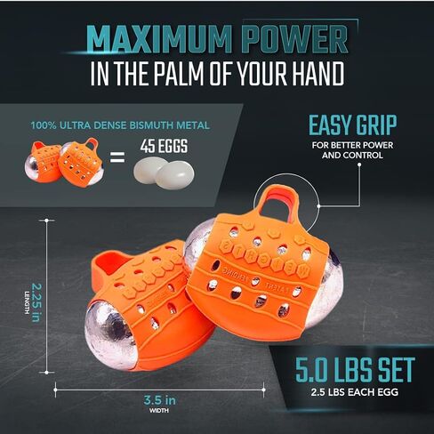 Egg Weights Knockout Max 5.0 lbs Set Bismuth Hand Weights with Anti-Slip Silicone Rubber Finger Loop for Shadowboxing, Kickboxing for Men and Women - 2 Eggs, 2.5 lbs Each + Free E-Book Workout Guide in Saudi Arabia
