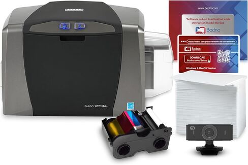 طابعة Fargo DTC1250e لبطاقات الهوية أحادية الجانب وحزمة مستلزمات كاملة مع برنامج Bodno الإصدار البرونزي in Kuwait