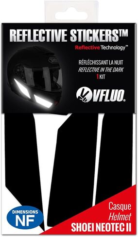 VFLUO - Kit of Reflective Stickers - SHOEI NEOTECII™ Motorcycle Helmet - Approved Stripes FR - 3M™ Technology - High Visibility & Strength - Discreet & Design - Maximum Grip in Saudi Arabia