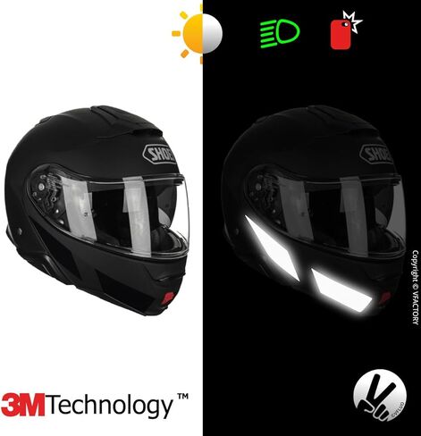 VFLUO - Kit of Reflective Stickers - SHOEI NEOTECII™ Motorcycle Helmet - Approved Stripes FR - 3M™ Technology - High Visibility & Strength - Discreet & Design - Maximum Grip in Saudi Arabia