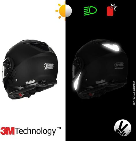 VFLUO - Kit of Reflective Stickers - SHOEI NEOTECII™ Motorcycle Helmet - Approved Stripes FR - 3M™ Technology - High Visibility & Strength - Discreet & Design - Maximum Grip in Saudi Arabia