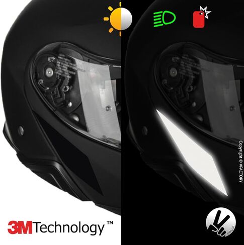 VFLUO - Kit of Reflective Stickers - SHOEI NEOTECII™ Motorcycle Helmet - Approved Stripes FR - 3M™ Technology - High Visibility & Strength - Discreet & Design - Maximum Grip in Saudi Arabia