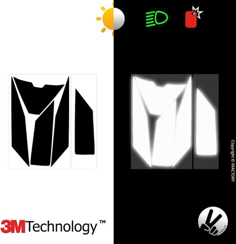 VFLUO - Kit of Reflective Stickers - SHOEI NEOTECII™ Motorcycle Helmet - Approved Stripes FR - 3M™ Technology - High Visibility & Strength - Discreet & Design - Maximum Grip in Saudi Arabia