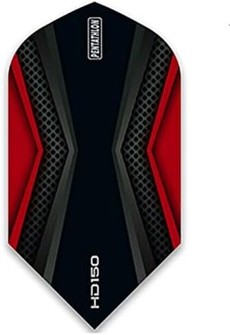 US Darts 3 Sets Slim Pentathlon HD150 RED/Black Dart Flight - 150 ميكرون، قوية جدًا in Saudi Arabia