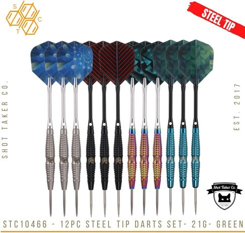 Darts Metal Tip Set - Steel Tip Darts Darts Set Professional Metal Darts 12 pcs 21 Grams Pro Dart Set with Rings Nylon Aluminum Shafts 24 Flights Darts Tool in Kuwait