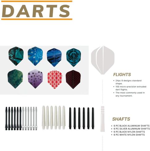 Darts Metal Tip Set - Steel Tip Darts Darts Set Professional Metal Darts 12 pcs 21 Grams Pro Dart Set with Rings Nylon Aluminum Shafts 24 Flights Darts Tool in Kuwait