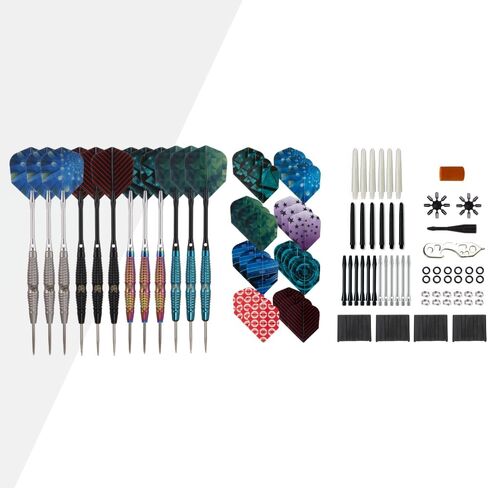 Darts Metal Tip Set - Steel Tip Darts Darts Set Professional Metal Darts 12 pcs 21 Grams Pro Dart Set with Rings Nylon Aluminum Shafts 24 Flights Darts Tool in Kuwait