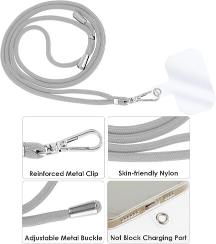 Phone Lanyard, Adjustable Phone Lanyard with 3pcs Phone Patches Crossbody Lanyard Compatible with Most Phones in Saudi Arabia