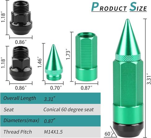 صواميل العروة M14X1.5، 24 قطعة صامولة عجلة مضادة للسرقة مع مقبس 2 قطعة (أسود) in Saudi Arabia