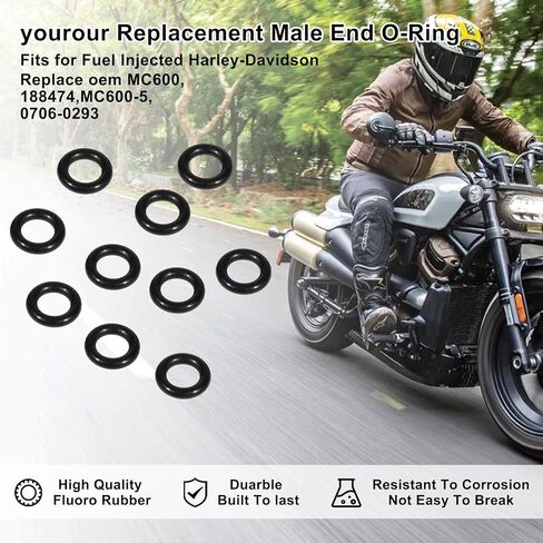 MC600-5 حلقة دائرية بديلة لنهاية الذكور، حلقات دائرية بديلة لخط الوقود العالمي، حلقة دائرية لوصلة خط الوقود تناسب هارلي ديفيدسون المحقون بالوقود، استبدال OEM MC600,188474,0706-0293 (10 قطع) in Kuwait
