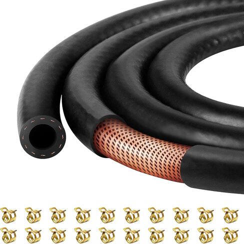 خرطوم خط الوقود - 1/4 بوصة ID NBR أنبوب بنزين مطاطي عالي الضغط 300 رطل لكل بوصة مربعة، مناسب لعربة الجولف Kawasaki EZGO Golf Cart Snowmobile Motorcycle ATV Tractor 10ft in Saudi Arabia