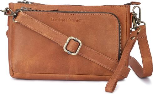 Leather Cord Organiser Pouch Portable Tech Bag with 3 Zipper Closure Electronic Organizer Travel Case (Tan) in Saudi Arabia