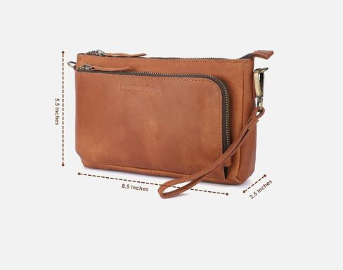 Leather Cord Organiser Pouch Portable Tech Bag with 3 Zipper Closure Electronic Organizer Travel Case (Tan) in Saudi Arabia