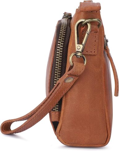 Leather Cord Organiser Pouch Portable Tech Bag with 3 Zipper Closure Electronic Organizer Travel Case (Tan) in Saudi Arabia