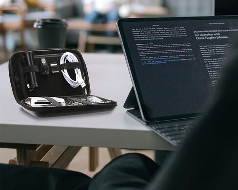 Travigo Leatherette Organizer Hard Shell Case Portable Tech Gadget Storage Electronic Accessories,TA-21 (Black) in Kuwait