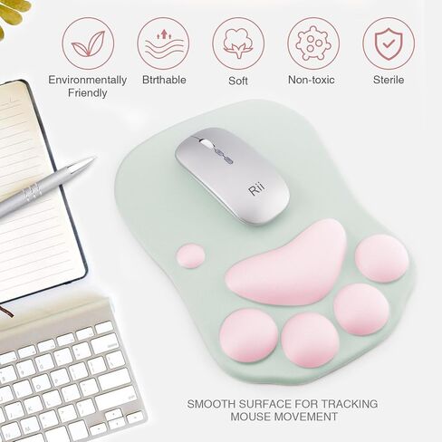 Rii Ergonomic Office Gel Mouse Pad with Wrist Rest,Gaming Desktop Mouse Pad for Laptop,with Non-Slip Rubber Base, 9 x 10 in (Pink) in Saudi Arabia