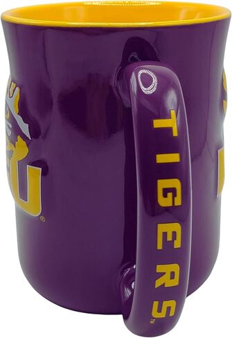 كوب مقهى منحوت كبير الحجم من Boelter Brands NCAA سعة 15 أونصة مع شعار مرتفع ولون داخلي (LSU Tigers) in Kuwait