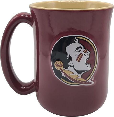 كوب مقهى منحوت كبير الحجم من Boelter Brands NCAA سعة 15 أونصة مع شعار مرتفع ولون داخلي (LSU Tigers) in Kuwait
