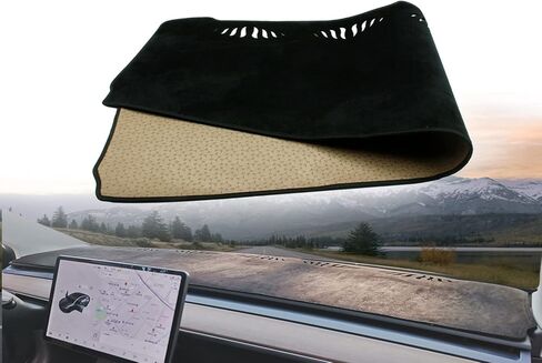 غطاء لوحة القيادة لطراز Tesla 3 Y، حصيرة لوحة القيادة من الفلانيل كبيرة الحجم متوافقة مع Tesla Model 3 Model Y 2017-2023 غطاء لوحة القيادة الزخرفية ملحقات السيارات الداخلية in Kuwait