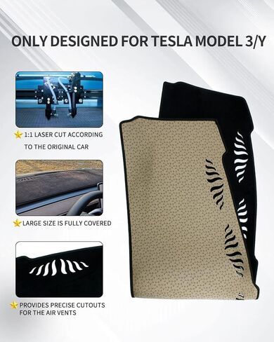 غطاء لوحة القيادة لطراز Tesla 3 Y، حصيرة لوحة القيادة من الفلانيل كبيرة الحجم متوافقة مع Tesla Model 3 Model Y 2017-2023 غطاء لوحة القيادة الزخرفية ملحقات السيارات الداخلية in Kuwait