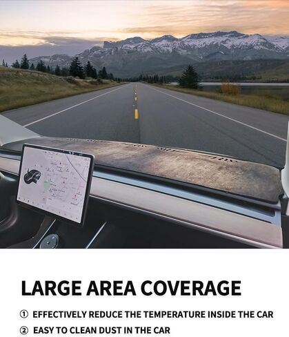 غطاء لوحة القيادة لطراز Tesla 3 Y، حصيرة لوحة القيادة من الفلانيل كبيرة الحجم متوافقة مع Tesla Model 3 Model Y 2017-2023 غطاء لوحة القيادة الزخرفية ملحقات السيارات الداخلية in Kuwait