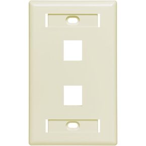 Leviton 42080-4WL 4-Port Single Gang QuickPort Wallplate for Large Connectors with ID Windows, White