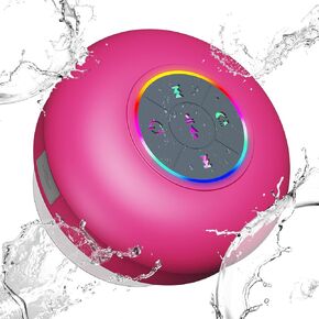 Large Suction Cup Waterproof Bluetooth Speaker LED Light Light Waterproof Bathroom Bluetooth Speaker (White)