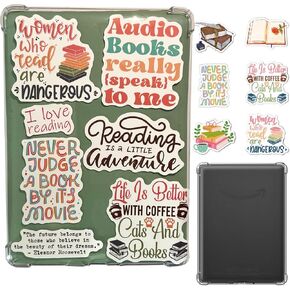 DaFong Clear Case with 50 Sticker(Reading Secretary) for 6.8"" Kindle Paperwhite 11th Gen 2021&Signature Edition Thin Slim Lightweight Scratch Proof Silicone Rubber TPU Cover (Transparent)