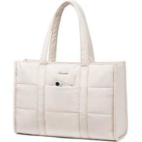 LOVEVOOK Laptop Bag for Women, Puffer Tote Bag for Work 15.6 Inch Large Computer Briefcase for Teacher Nurse, Quilted Lightweight Casual Shoulder Bag For Travel, Daily