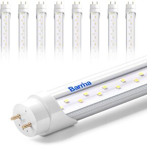 Barrina 8 FT LED Tube Lights, 44W 5500lm 5000K, Super Bright,T8 T10 T12 LED Bulb, FA8 Single Pin LED Lights, Clear Cover,LED Shop Bulbs to Replace Fluorescent Light Bulbs Pack of 12