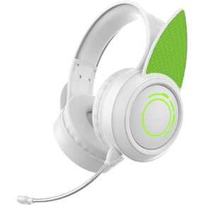 Bluetooth Headphones,Headphones Wireless Bluetooth V5.3,Over Ear Headphones HiFi Elvish Ears with LED for Smartphone Computer Laptop. (White)