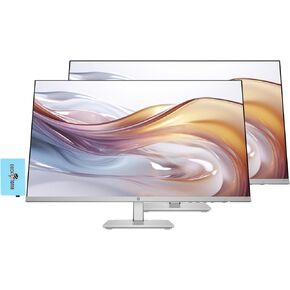 HP Series 5 527sf Monitor (Replaces M27f) 27" IPS FHD 300 nits Display, -5 to +25 Degrees Adjustable Tilt, Flicker Free, Anti-Glare, 1x HDMI, 1x VGA, Black/Silver w/Dockztorm HUB USB Port Expander