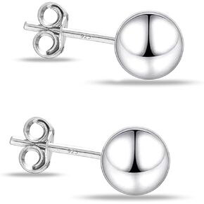 Charmsy 925 Sterling Silver Light-Weight Classic Hammered Round Ball Stud Earrings for Women Teen