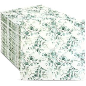 100Pcs Disposable Greenery Guest Napkins Paper Disposable Hand Towels Green Leaves Decorative Paper Dinner Hand Napkin for Bathroom Baby Shower Party Supplies Table Decor