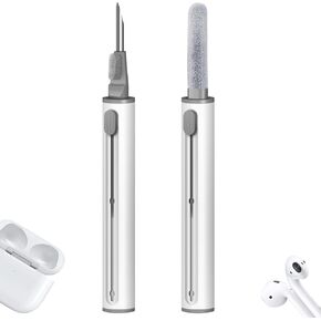 MOLOVA Multi-Function 3 in 1 Phone Cleaning Kit for Airpod Cleaner Kit Pen with Soft Brush Flocking Sponge，for Airpods Cleaning Kit Tools Suitable for Airpod, Bluetooth Headset, Mobile Phone (White)
