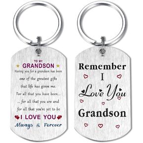 To My Grandson Gifts from Grandma Grandpa - Grandson Birthday Adult Keychain Gifts for Little Boy