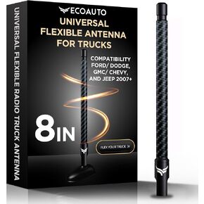 EcoAuto Universal Radio Antenna Topper for Trucks (12") - Compatible with Ford F-Series, Dodge Ram, Chevy Silverado, Jeep Wranglers & More - Ford F150 Accessories & Jeep Wrangler Accessories