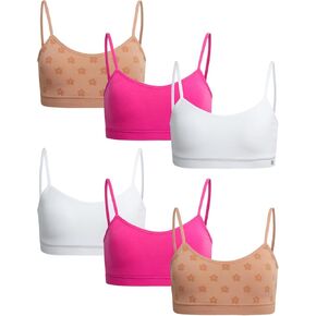 Limited Too Girls' Training Bra - 6 Pack Seamless Racerback Sports Bra, Removable Pads (S-L)