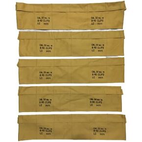 100% Cotton Cloth Bandolier Magazine for US M1 Garand with Adjustable & Comfortable Strap - Pack of 5