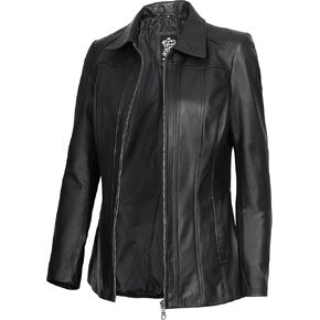 Blingsoul Leather Car Coats for Womens - Black/Brown Real Leather Jacket Women
