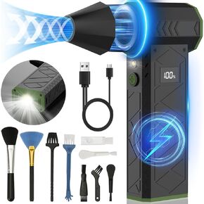 Electric Air Duster with Flashlight, 180000RPM Compressed Air Duster with 4 Gear, 10000mAh Rechargeable Mini Blower with Assist Lighting, Air Duster for Car, Computer, Keyboard, Outdoors in Saudi Arabia