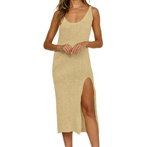 Bsubseach Women Crochet Cover Up for Swimwear Backless Beach Knit Dress