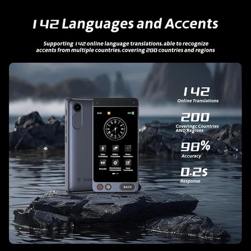 2024 Language Translator Device, Support 142 Languages and Accents, Two Way Real-Time Voice Translation, Online/Offline/AI/Voice/Photo Translation for Travel, Learning and Business, 2000mA in Saudi Arabia