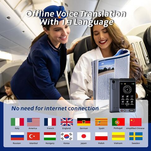 2024 Language Translator Device, Support 142 Languages and Accents, Two Way Real-Time Voice Translation, Online/Offline/AI/Voice/Photo Translation for Travel, Learning and Business, 2000mA in Saudi Arabia