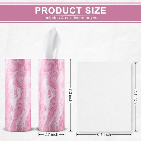 JUSTTOP Car Tissue Holder,Car Travel Kleenex Cup Holder with 4 Pack Facial Tissues,Convenient Tissue Bag,Car Accessories Interior for Women and Man 4 Canisters Black in Saudi Arabia