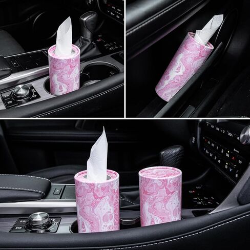 JUSTTOP Car Tissue Holder,Car Travel Kleenex Cup Holder with 4 Pack Facial Tissues,Convenient Tissue Bag,Car Accessories Interior for Women and Man 4 Canisters Black in Saudi Arabia